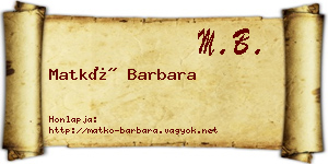 Matkó Barbara névjegykártya