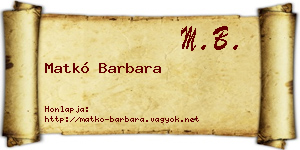 Matkó Barbara névjegykártya